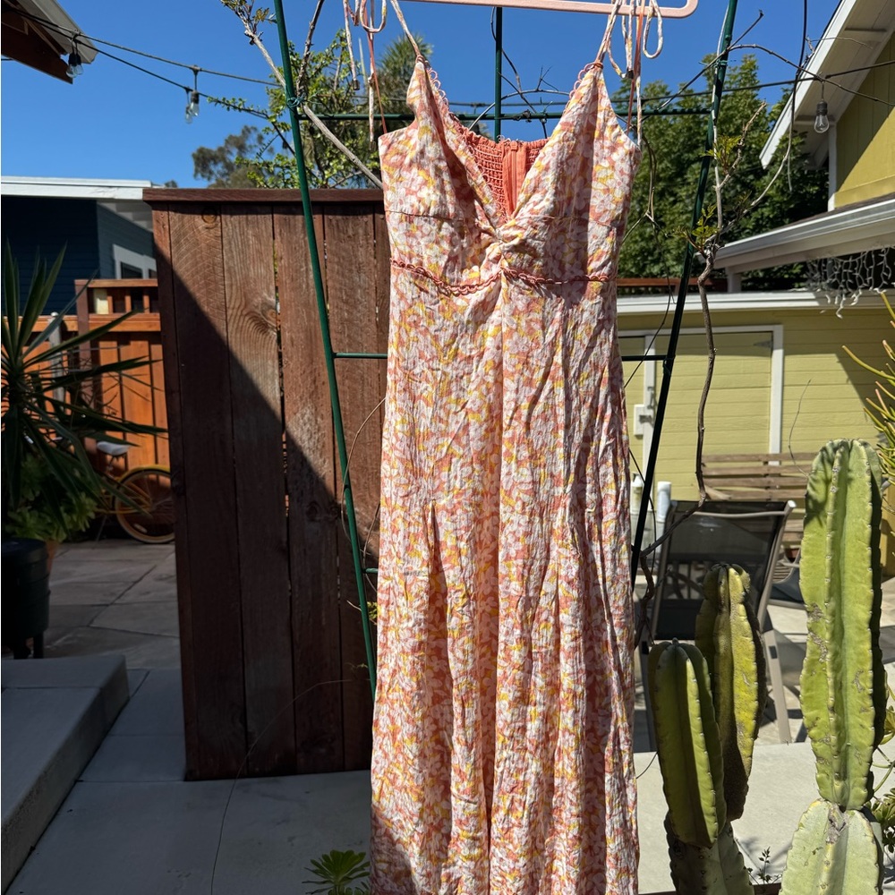 Lost + Wander Pink and White Wide Leg Jumpsuit